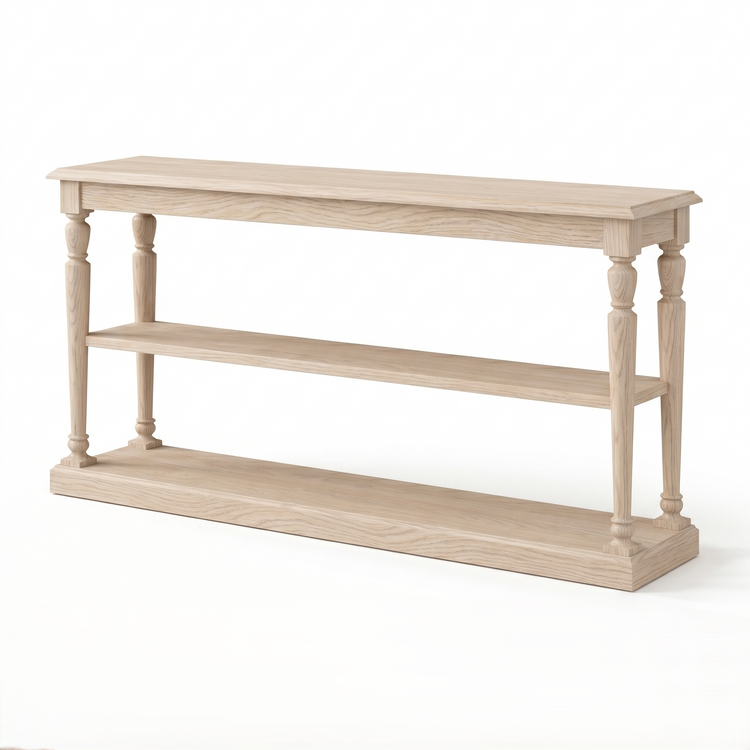 Consola Stefano - Roble Macizo Blanco - 200 x 95 x 37 cm