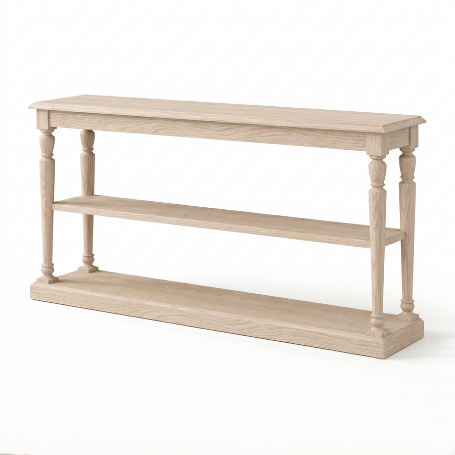 Konsolentisch Stefano - Weiß Massiv Eiche - 200x95x37cm