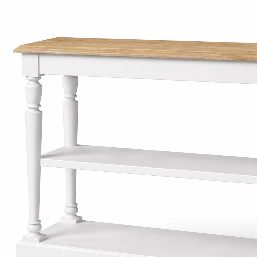Stefano Massif Chêne Console - Blanc & Chêne Top - 120x30x95cm