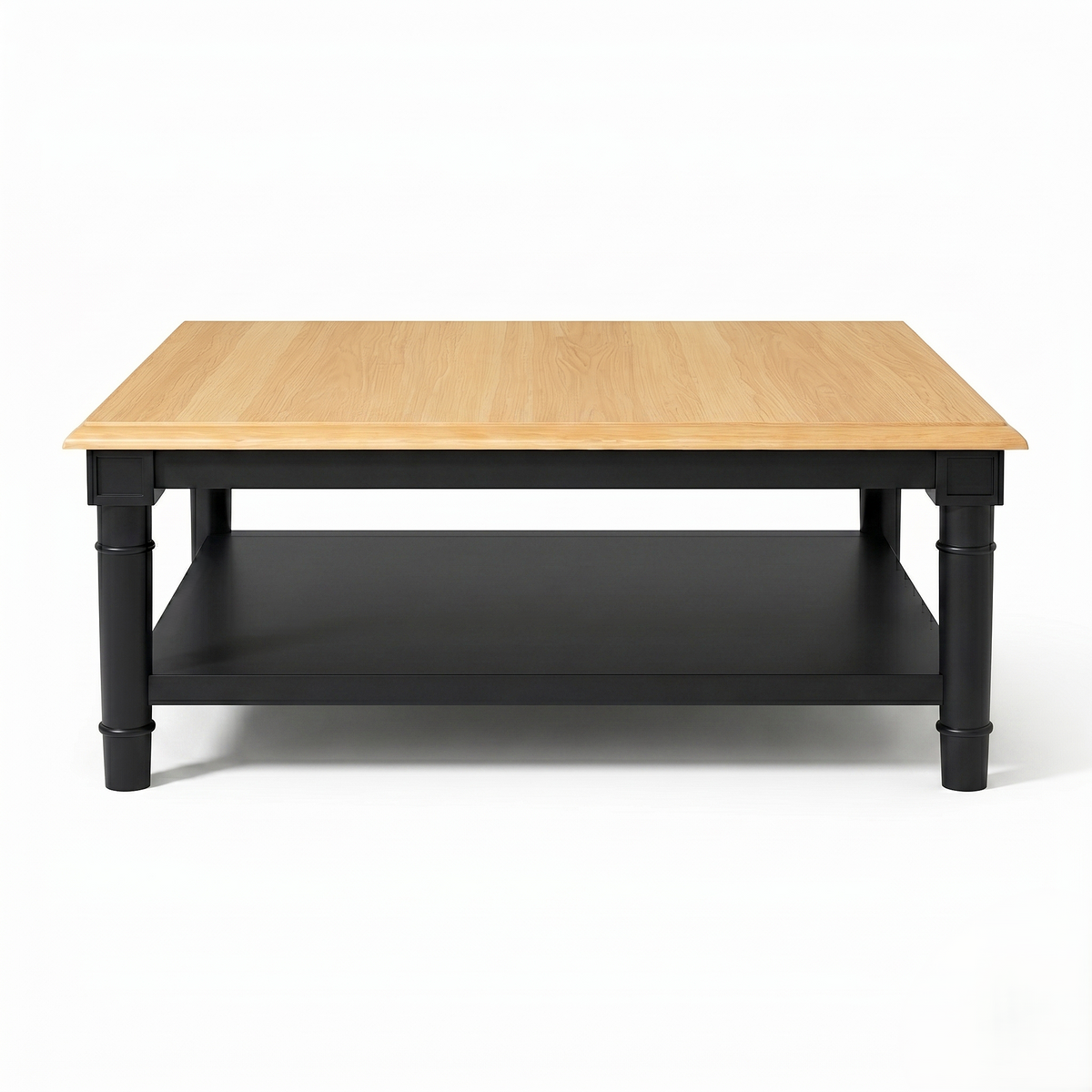 Tavolino Crestwood - Rovere Massello - Nero e Rovere - 100 x 100 x 40 cm