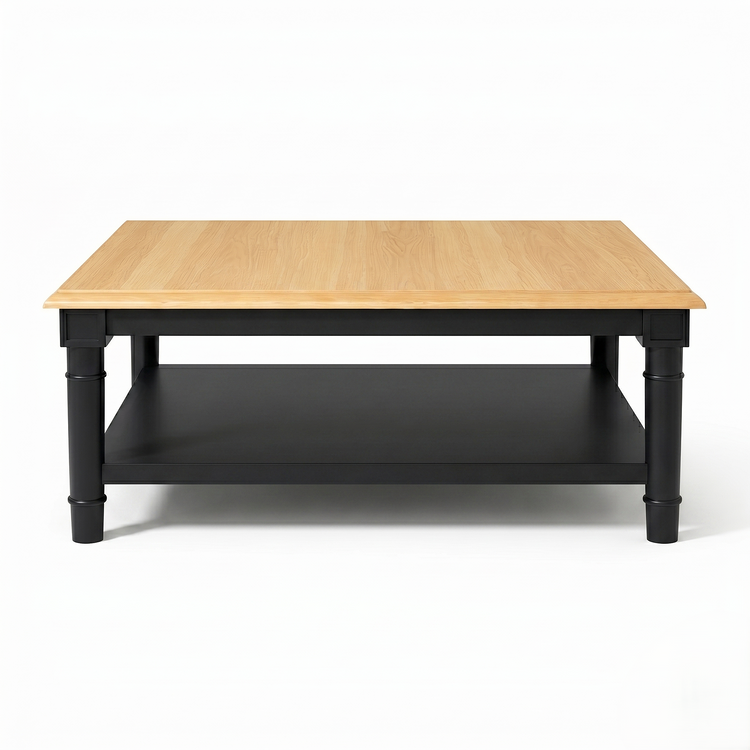 Tavolino Crestwood - Rovere Massello - Nero e Rovere - 100 x 100 x 40 cm