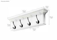Halifax Coat Hanger Wandregal 4 Hooks - Weiß