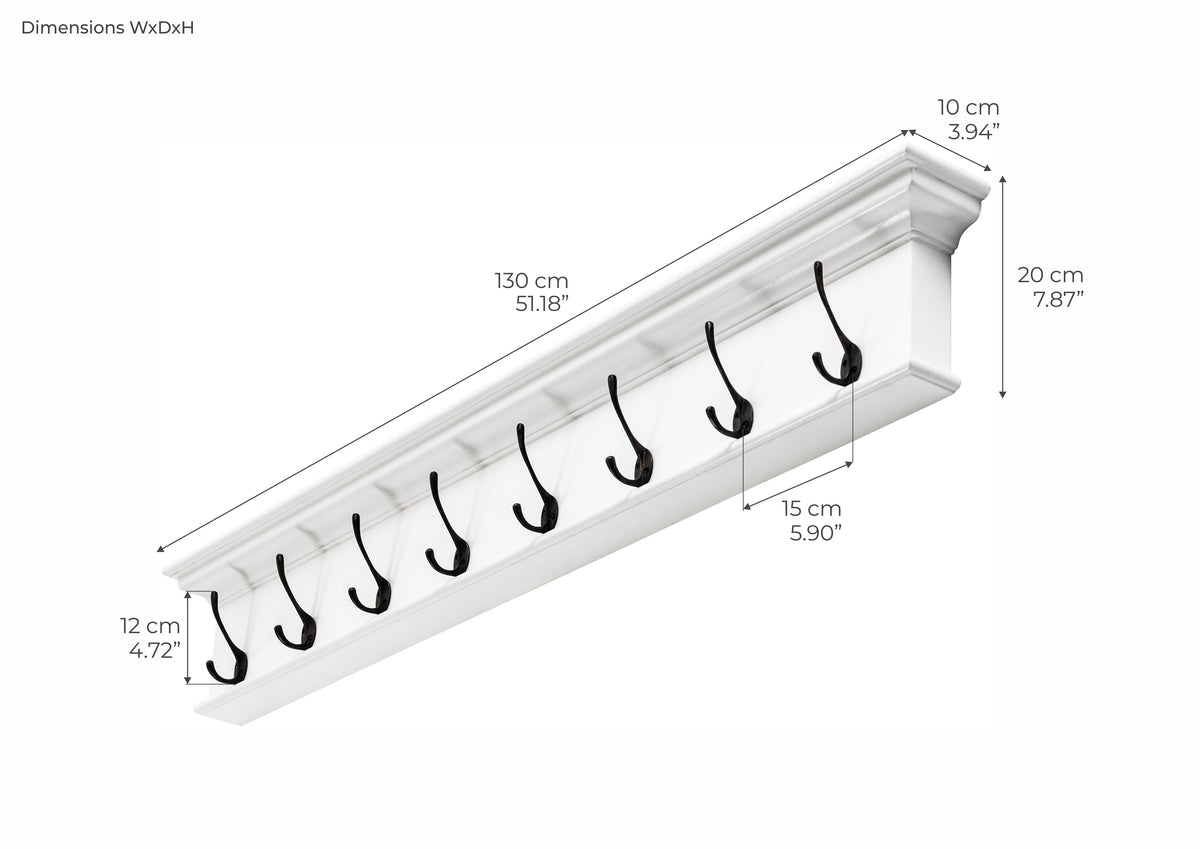 Halifax Coat Hanger Wall Unit 8 Hook - Wit | Marcottestyle
