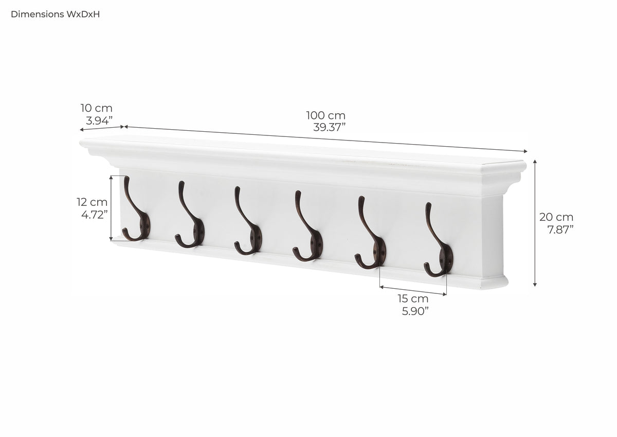 Halifax Coat Hanger Wall Unit 6 Hook - Wit | Marcottestyle