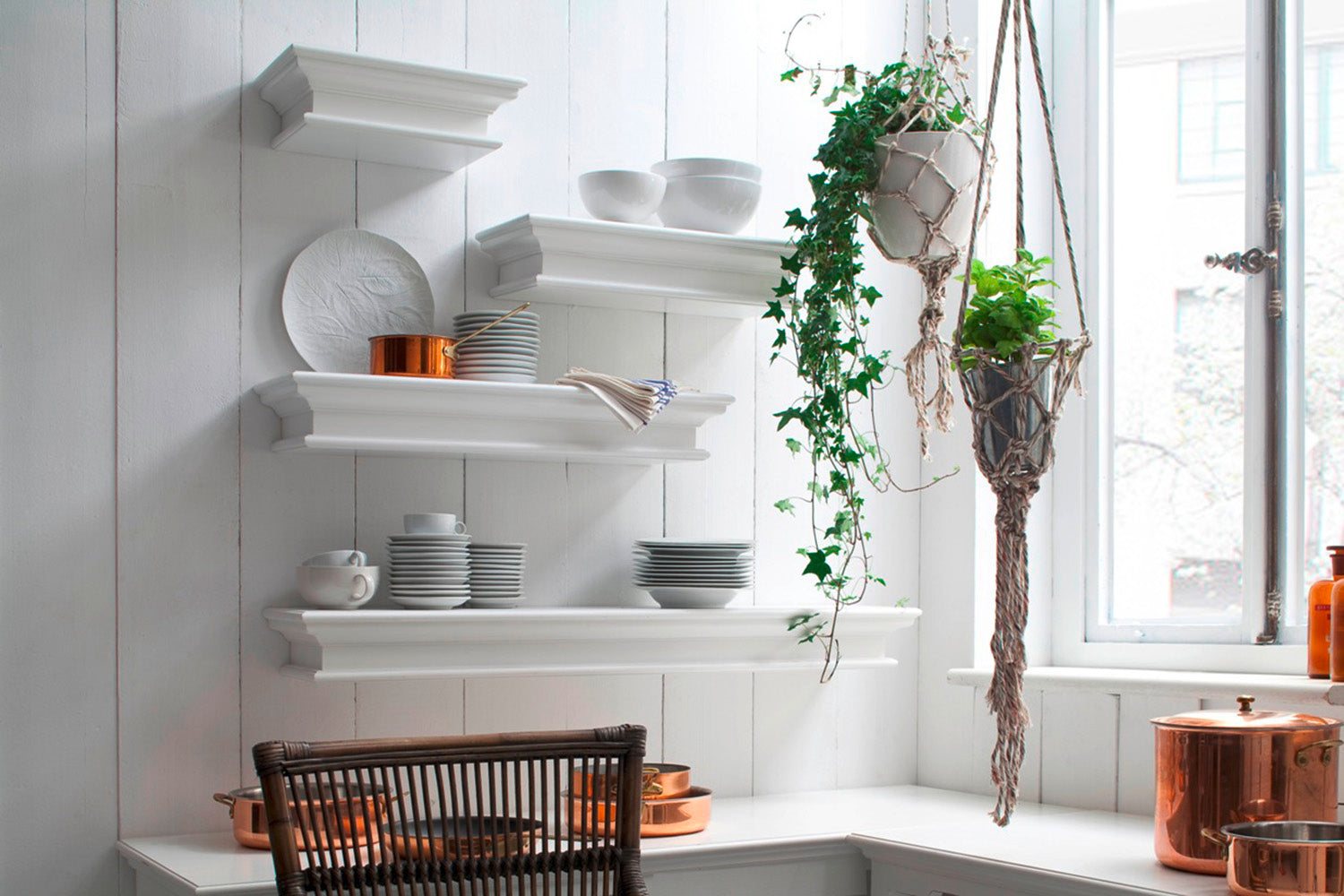 Étagère murale flottante d'Halifax 120cm - Blanc - style de vie | Marcottestyle