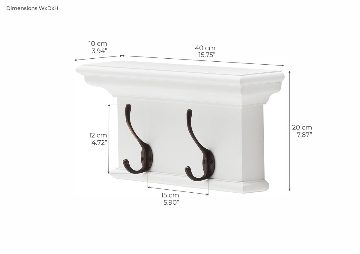 Halifax Coat Hanger Wall Unit 2 Hook - Wit | Marcottestyle