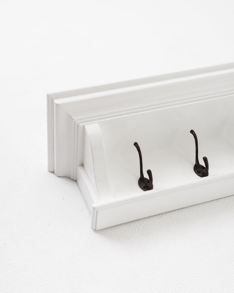 Halifax 4 Hook Coat Rack 70cm - White - Lifestyle View | Marcottestyle