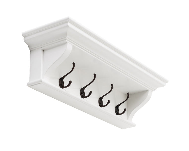 Halifax 4 Hook Coat Rack 70cm - White - Lifestyle View | Marcottestyle