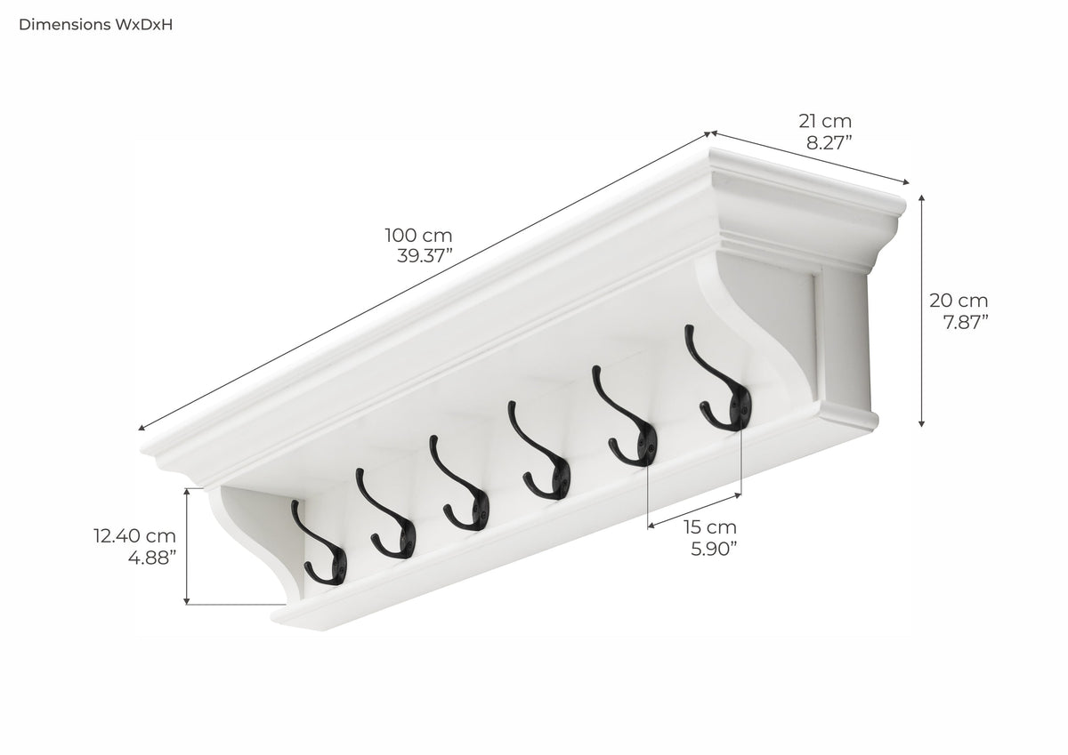 Halifax 6 Hook Coat Rack 100cm - Wit - Lifestyle-foto | Marcottestyle