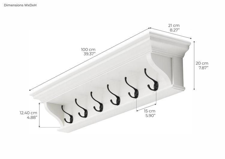 Halifax 6 Hook Coat Rack 100cm - Wit - Lifestyle-foto | Marcottestyle