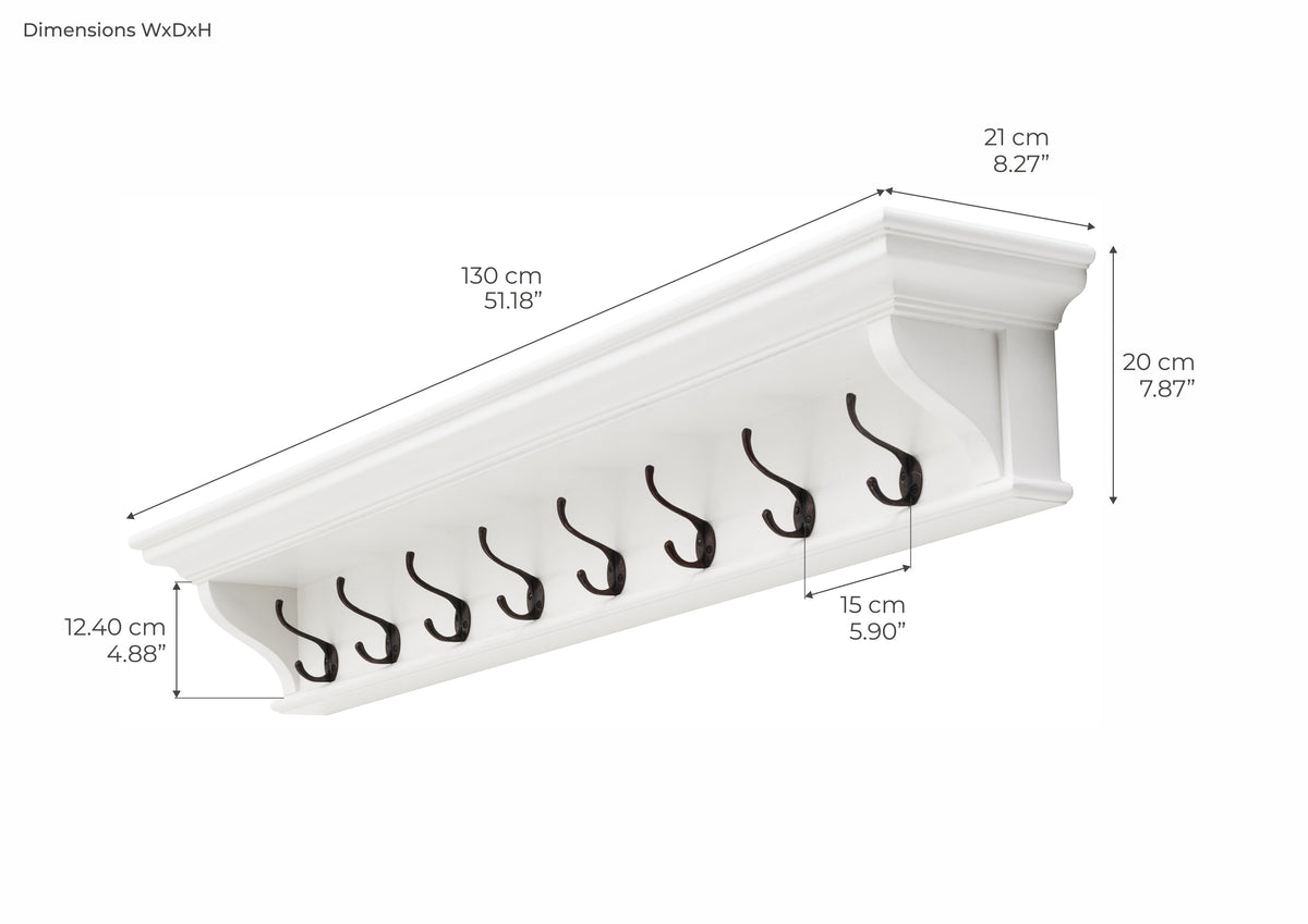 Halifax 8 Hook Coat Rack 130cm - Weiß - Lifestyle-Aufnahme | Marcottestyle