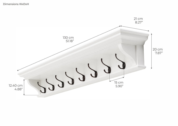 Halifax 8 Hook Coat Rack 130cm - Weiß - Lifestyle-Aufnahme | Marcottestyle