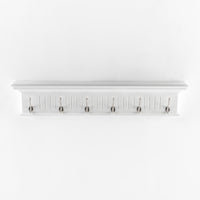 Skansen Coat Rack 6 Hooks in white solid mahogany