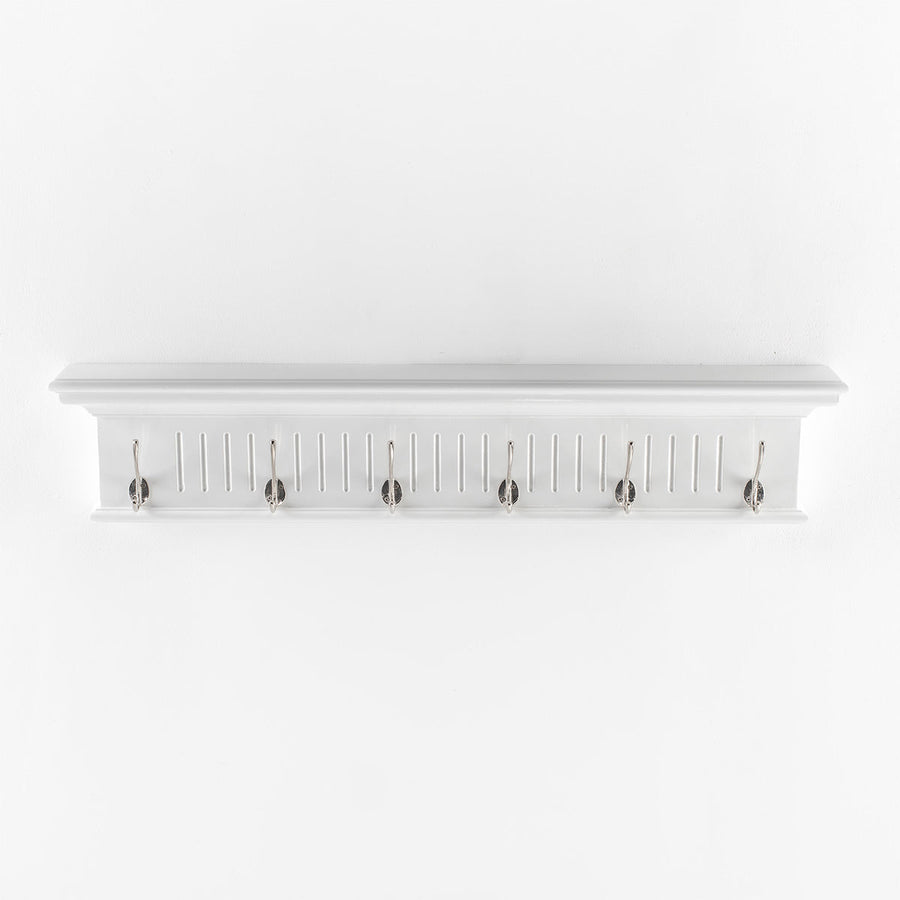 Skansen Coat Rack 6 Hooks in white solid mahogany