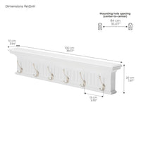 Skansen Coat Rack 6 Hooks with dimensions