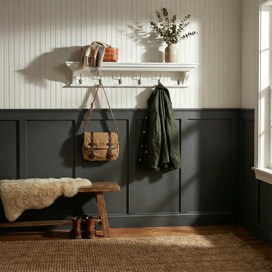 Skansen Provincial Coat Rack 6 Hooks in a styled hallway