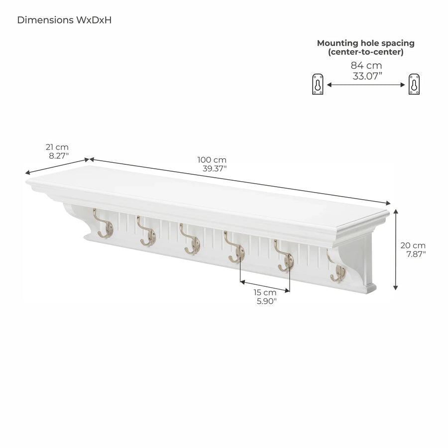 Skansen Provincial Coat Rack 6 Hooks with dimensions