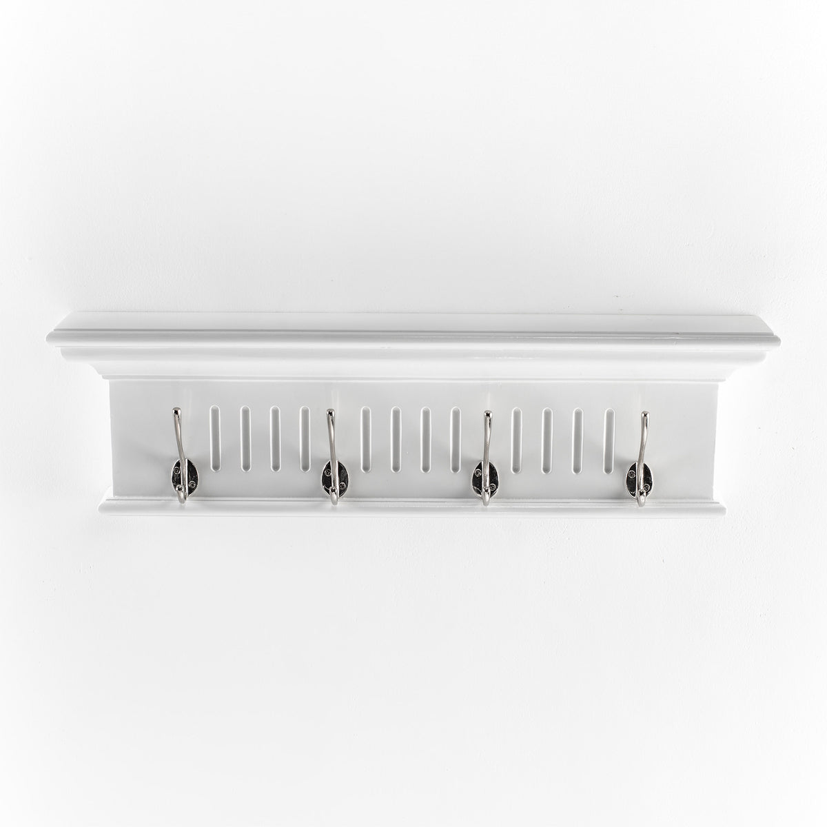 Skansen Coat Rack 4 Hooks in white solid mahogany