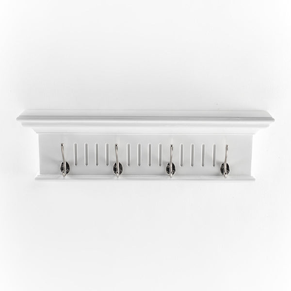 Skansen Coat Rack 4 Hooks in white solid mahogany