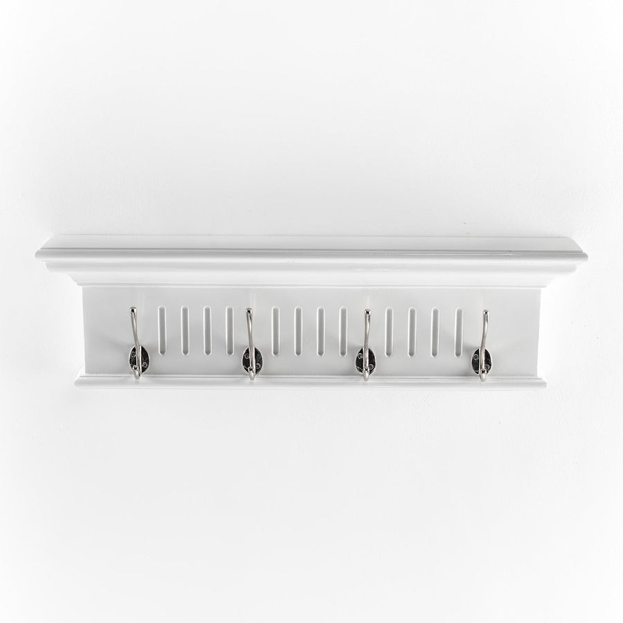 Skansen Coat Rack 4 Hooks in white solid mahogany