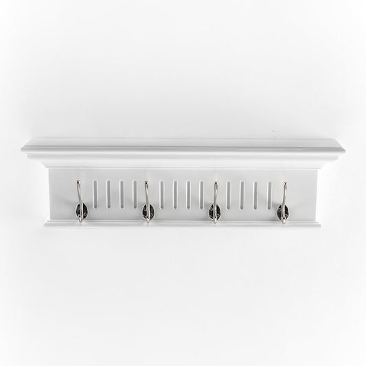 Skansen Coat Rack 4 Hooks in white solid mahogany