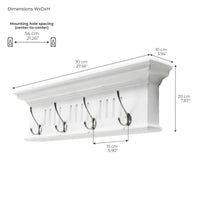 Skansen Coat Rack 4 Hooks with dimensions