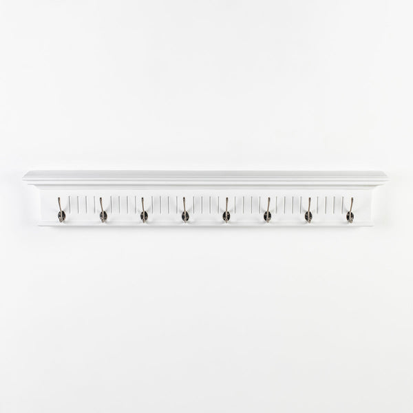 Skansen Coat Rack 8 Hooks in white solid mahogany