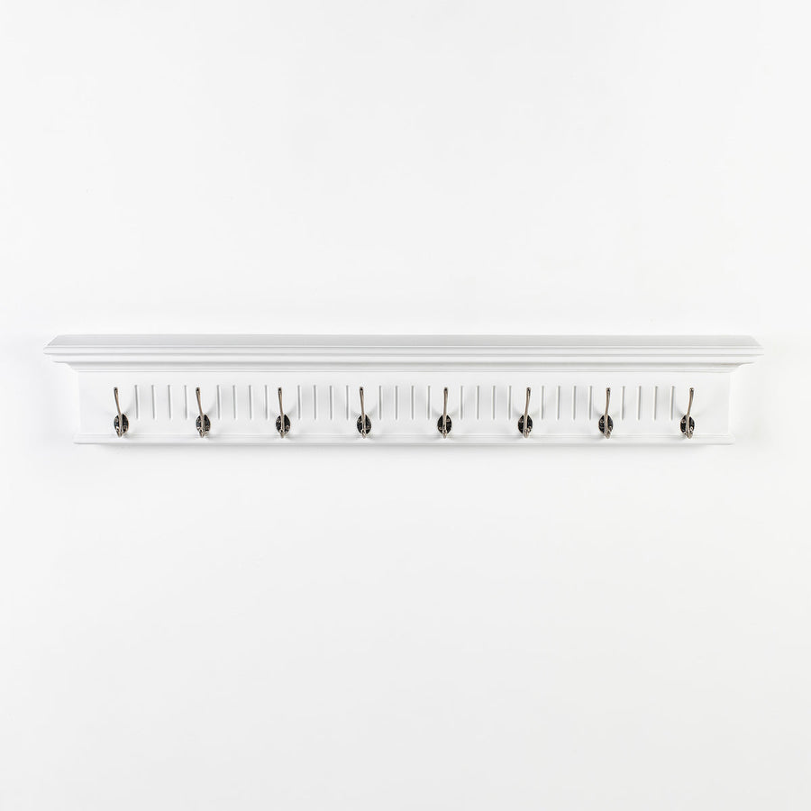Skansen Coat Rack 8 Hooks in white solid mahogany