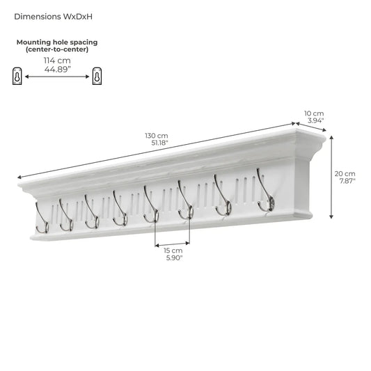 Skansen Coat Rack 8 Hooks with dimensions