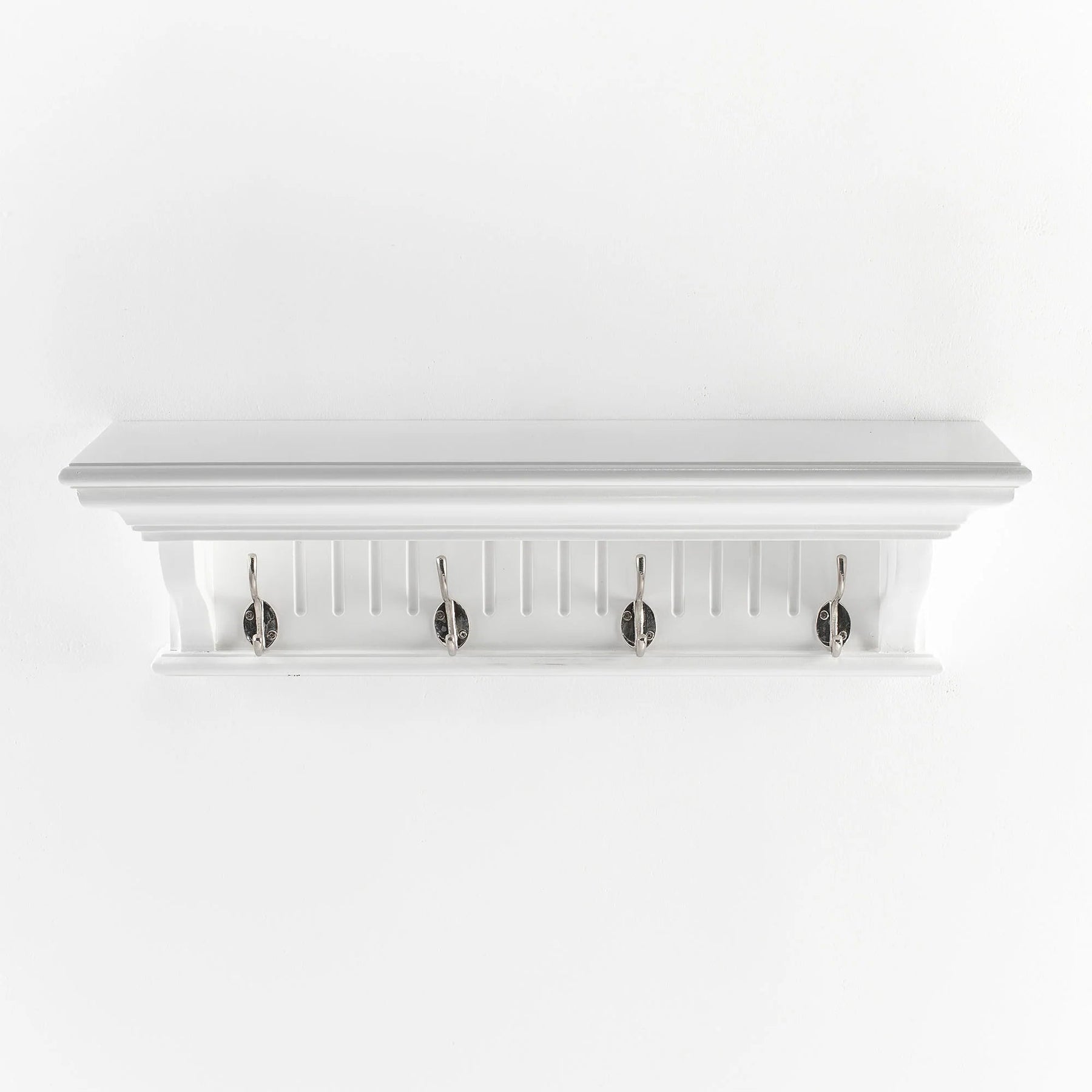 Skansen Provincial Coat Rack 4 Hooks in white solid mahogany