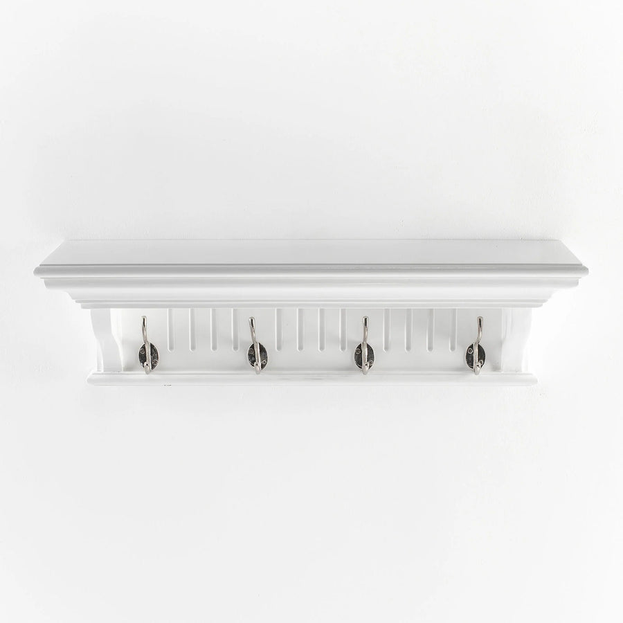 Skansen Provincial Coat Rack 4 Hooks in white solid mahogany