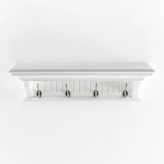 Skansen Provincial Coat Rack 4 Hooks in white solid mahogany