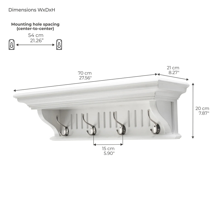 Skansen Provincial Coat Rack 4 Hooks with dimensions