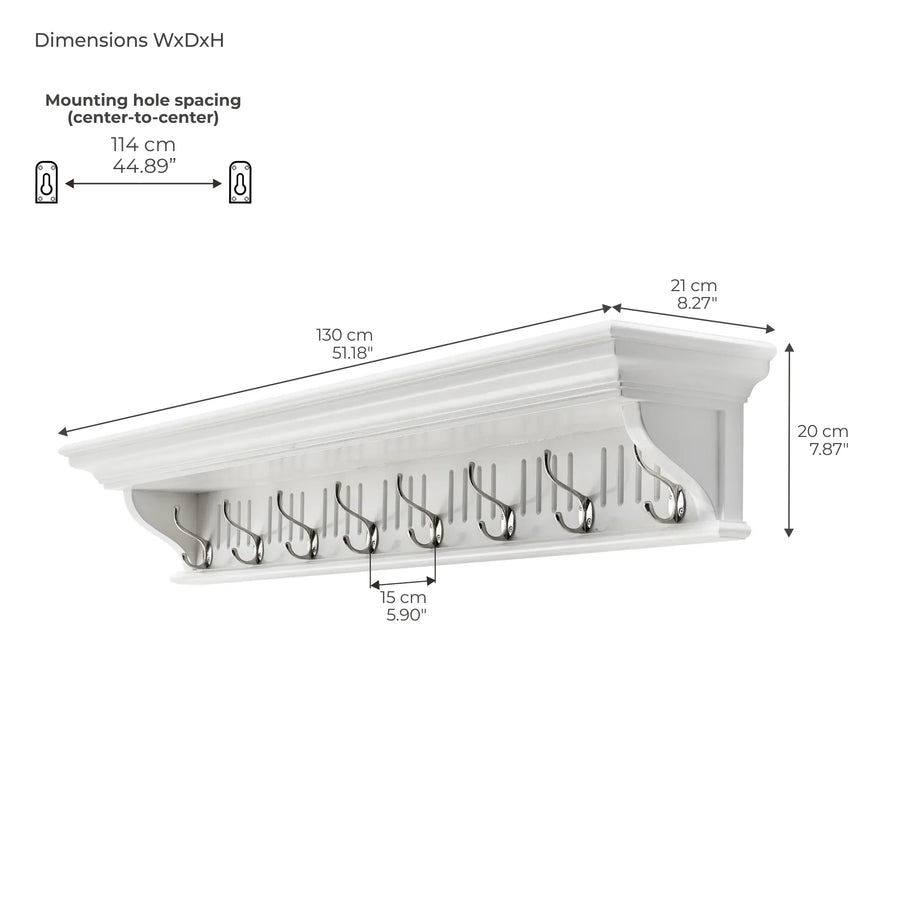 Skansen Provincial Coat Rack 8 Hooks with dimensions