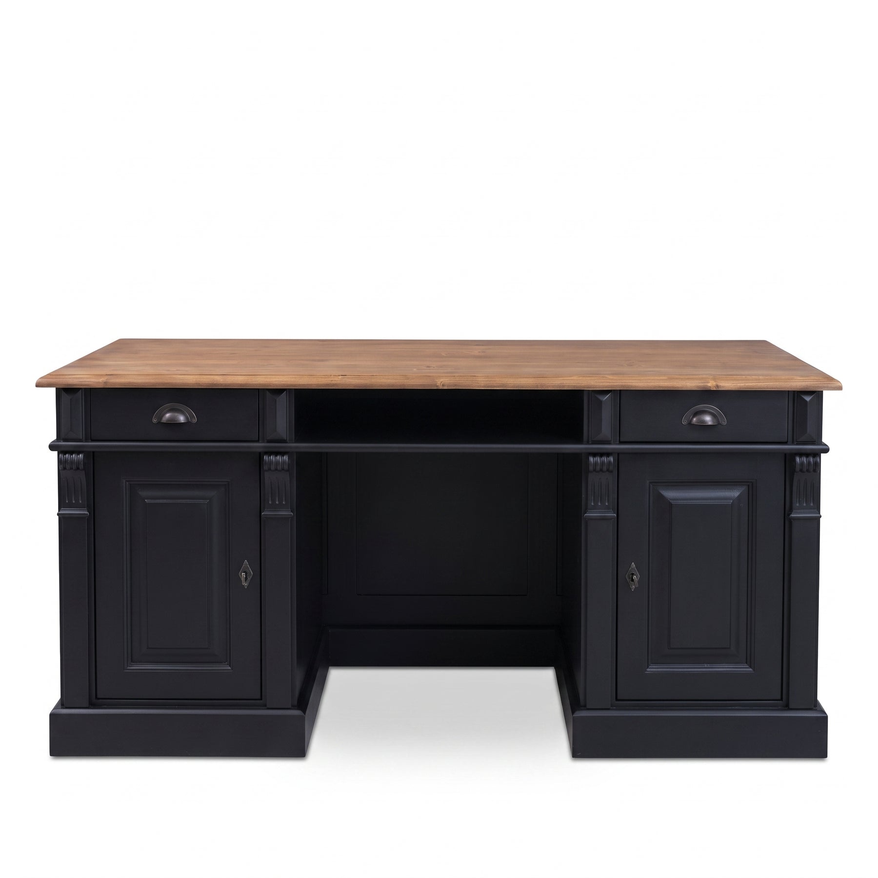 Desk Montreuil in black, front view, 160 x 70 x 78 cm