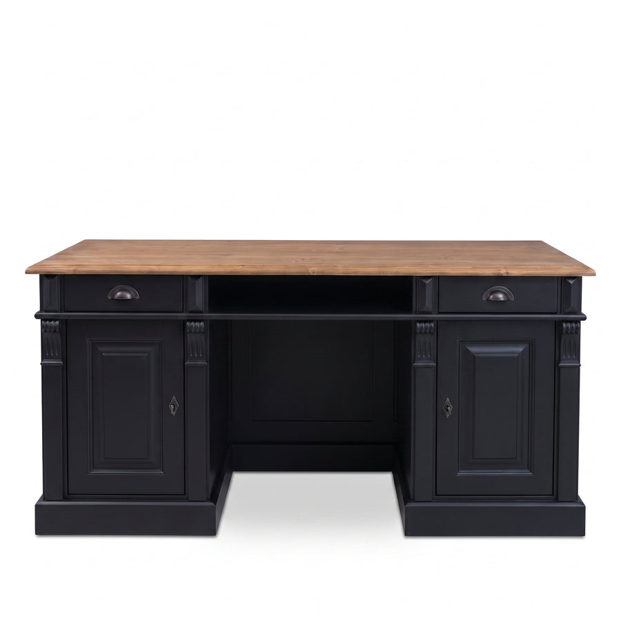 Desk Montreuil in black, front view, 160 x 70 x 78 cm
