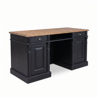 Desk Montreuil in black, three-quarter view from the front left, 160 x 70 x 78 cm