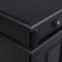 Desk Montreuil in black, close-up of the finish and construction, 160 x 70 x 78 cm
