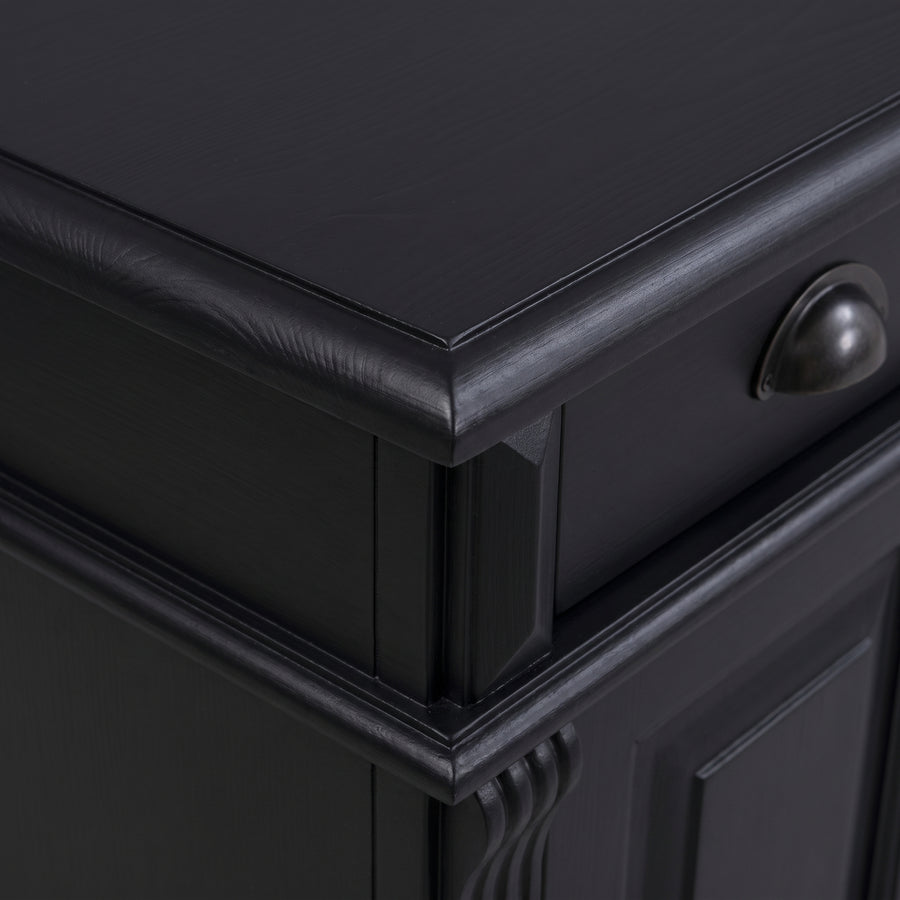 Desk Montreuil in black, close-up of the finish and construction, 160 x 70 x 78 cm
