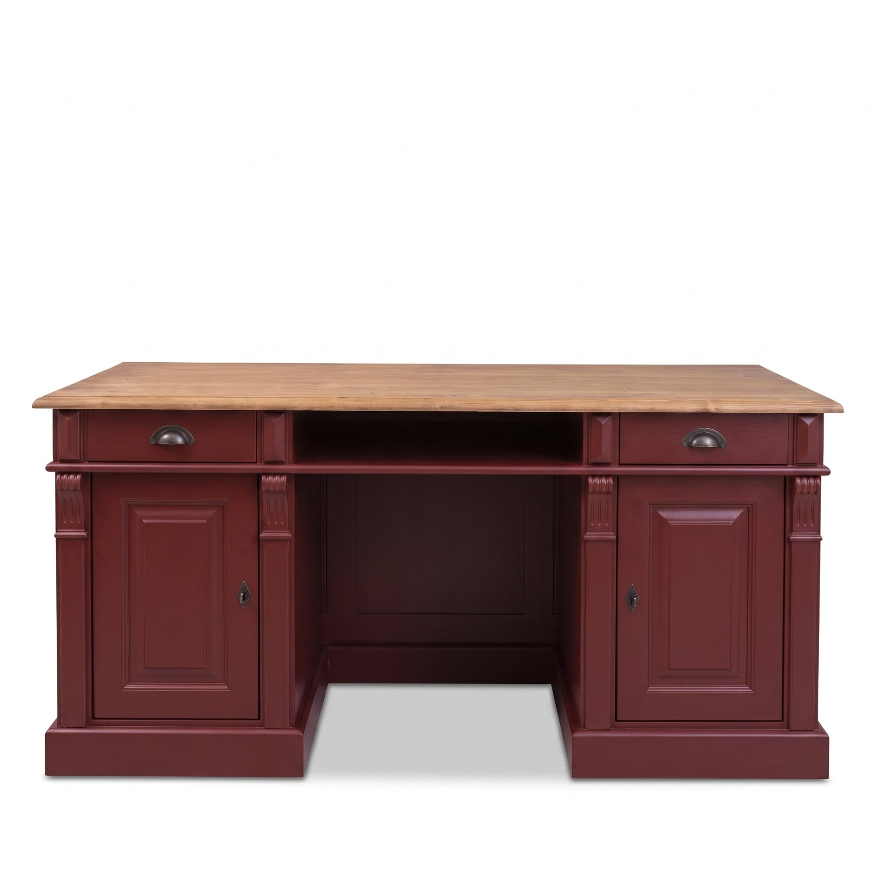 Desk Montreuil in bordeaux, front view, 160 x 70 x 78 cm