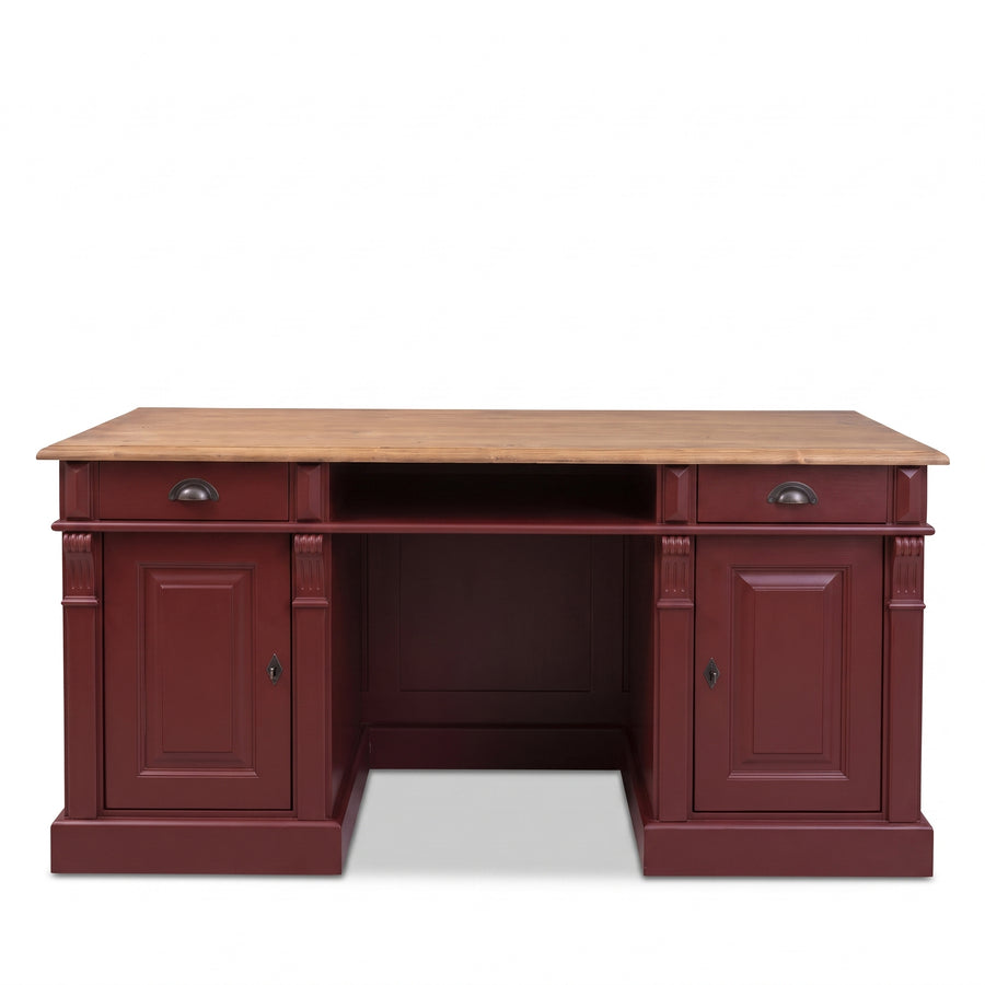 Desk Montreuil in bordeaux, front view, 160 x 70 x 78 cm