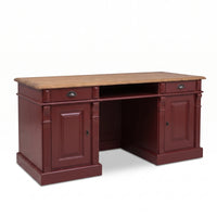 Desk Montreuil in bordeaux, three-quarter view from the front left, 160 x 70 x 78 cm