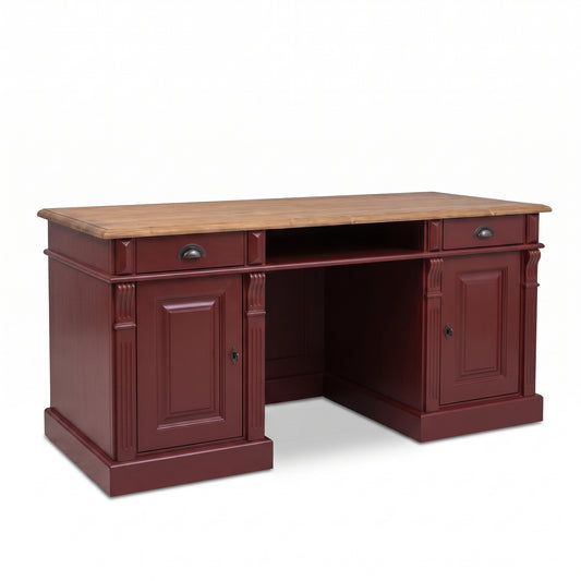 Desk Montreuil in bordeaux, three-quarter view from the front left, 160 x 70 x 78 cm