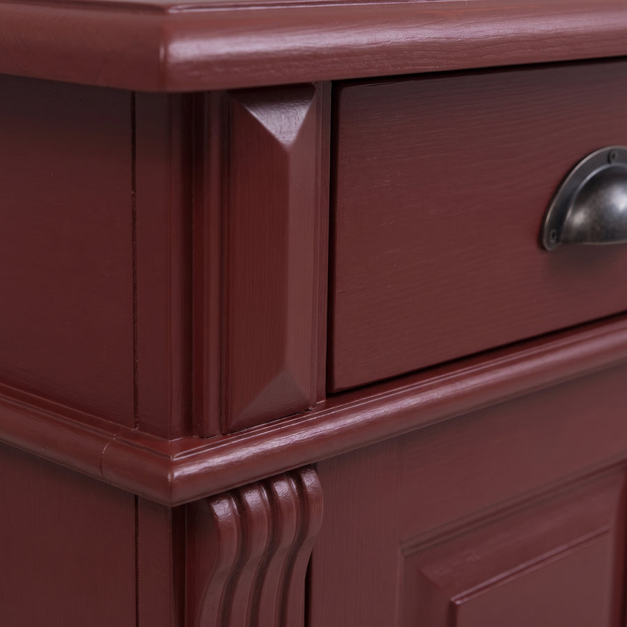 Desk Montreuil in bordeaux, close-up of the finish and construction, 160 x 70 x 78 cm