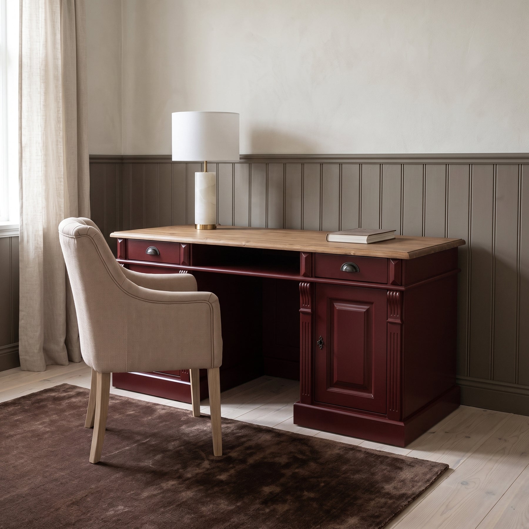 Desk Montreuil in bordeaux, in an interior, 160 x 70 x 78 cm