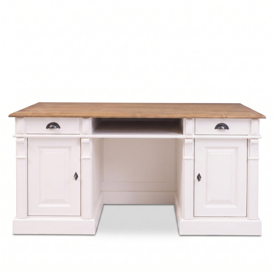 Desk Montreuil in solid oak, front view, 160 x 70 x 78 cm