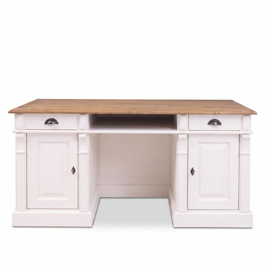 Desk Montreuil in solid oak, front view, 160 x 70 x 78 cm