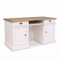 Desk Montreuil in white, three-quarter view from the front left, 160 x 70 x 78 cm