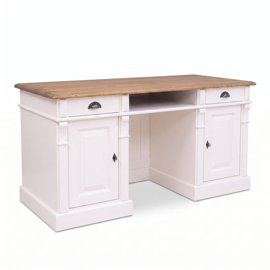 Desk Montreuil in white, three-quarter view from the front left, 160 x 70 x 78 cm