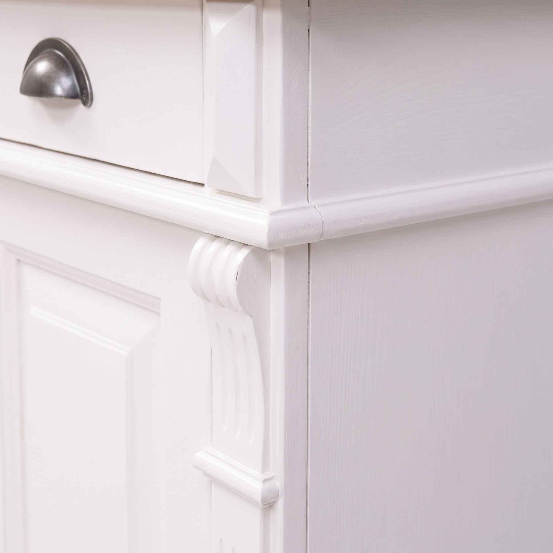 Desk Montreuil in white, close-up of the finish and construction, 160 x 70 x 78 cm